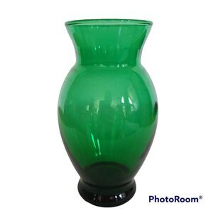 Vintage Anchor Hocking MCM Emerald Forest Green Coolidge Glass Anchor Glass Vase